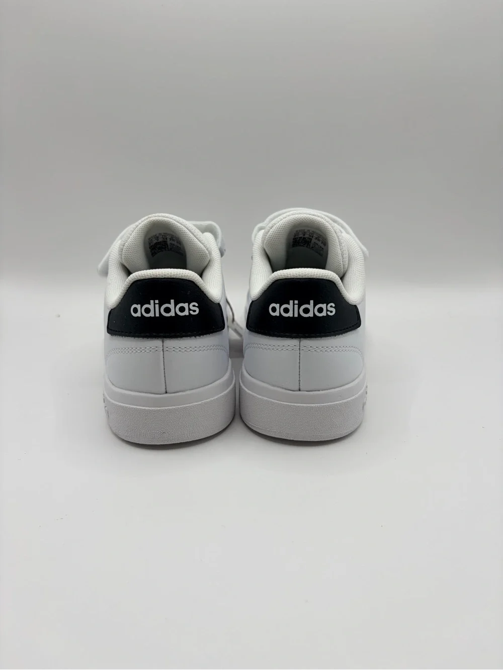 Adidas White Sneakers with Black Stripes